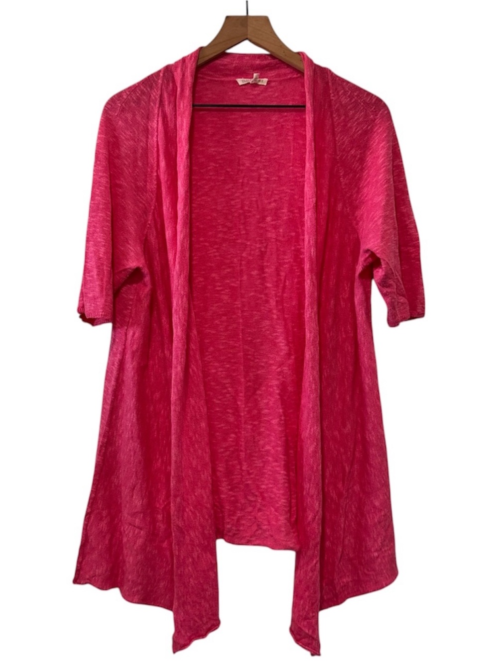 EILEEN FISHER Pink Organic Linen Cotton Blend Half Skeeve Cardigan